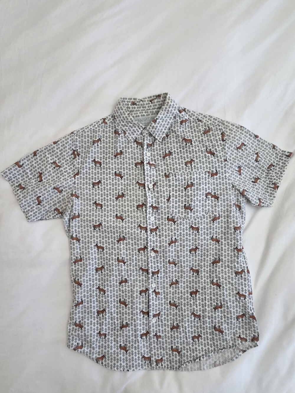 Straight Faded Size S small Mule Donkey Short Sleeve Button-Up Shirt Print